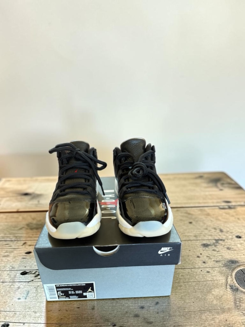 Air Jordan 11 Retro Low (GS) Sneakers in Black, Gym Red, White, and Sail, NEW - Picture 6 of 9